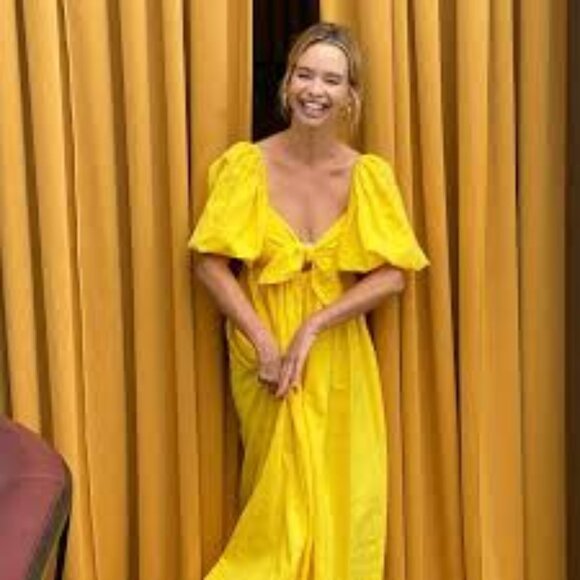 Mara Hoffman  Violet Organic Linen cotton Maxi Dress yellow large l - Picture 1 of 6